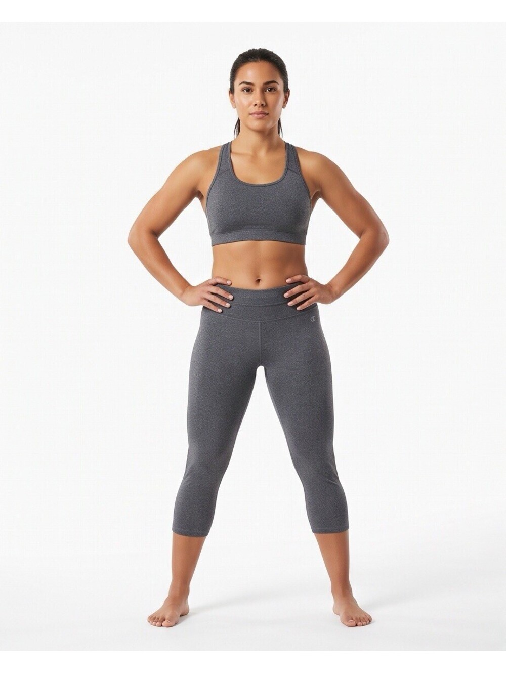 Champion Performance Women’s Gray Capri Leggings Size L Stretch Yoga